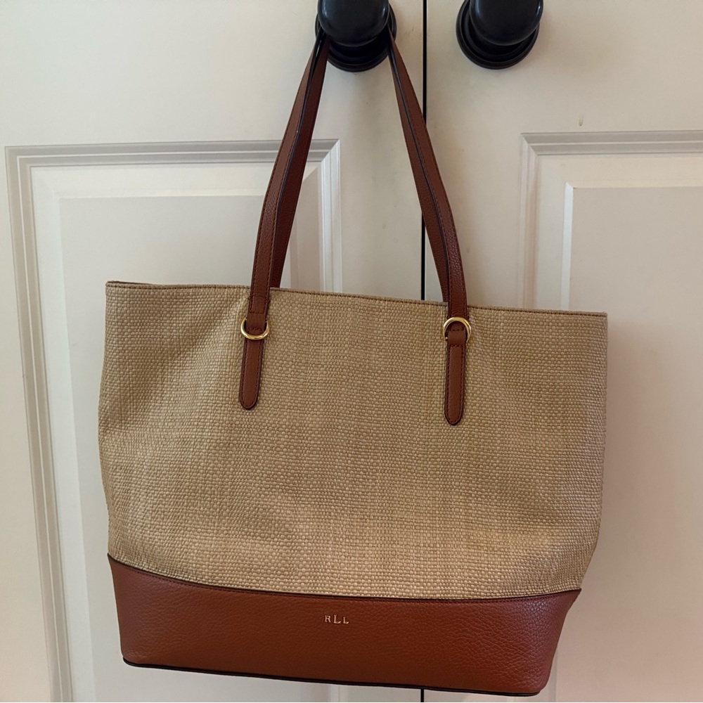 Lauren Ralph Lauren Tan and Brown Tote Bag